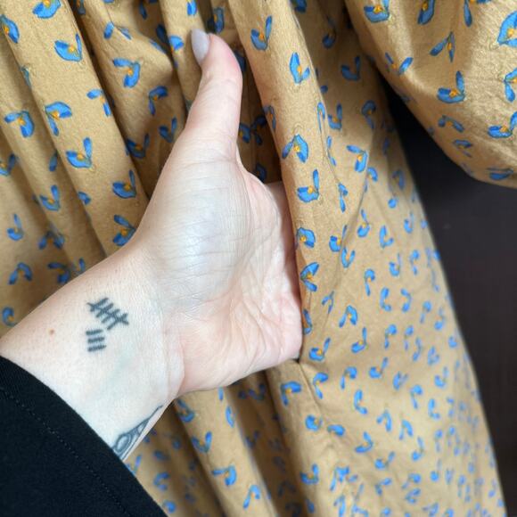 JUST FEMALE Merle Tent Cotton Square Neck Brown Floral Print Dress Extra Small - Picture 7 of 8